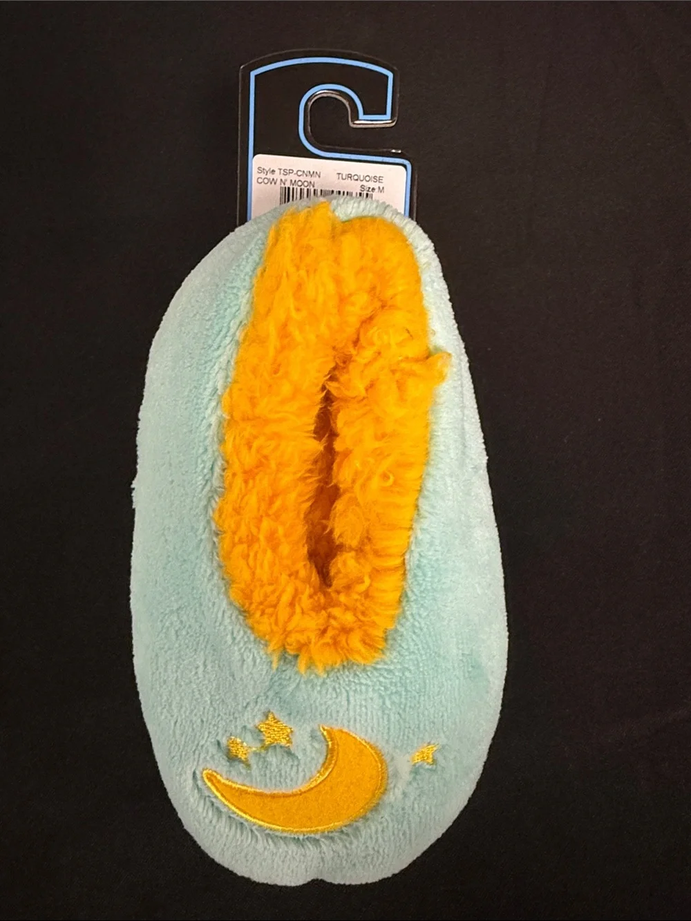 Snoozies! Toddler Slipper - Aqua with Orange Faux Fur